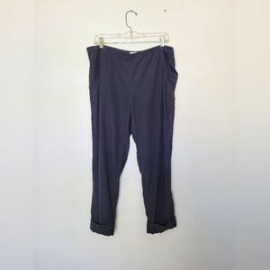 Elaine Kim 100% Silk Lined Pull On Pants Elastic Waistband Cuffed Ankle Black